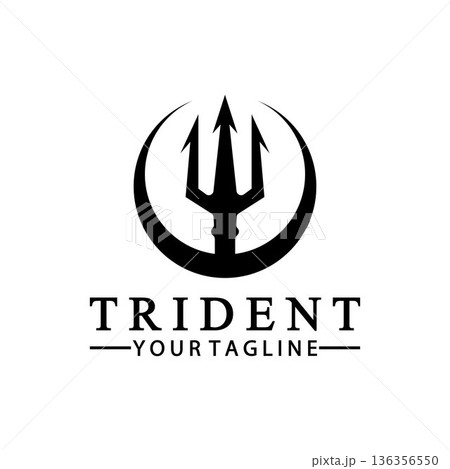 Vintage Trident Spear of Poseidon Neptune God Triton King logo design Vintage Trident Spear of Poseidon Neptune God Triton King logo design 136356550