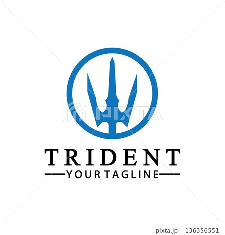 Vintage Trident Spear of Poseidon Neptune God Triton King logo design 136356551