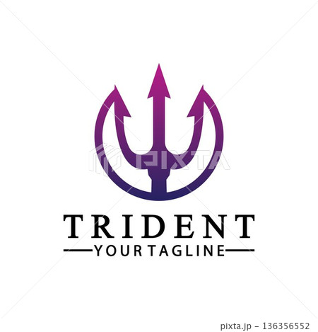 Vintage Trident Spear of Poseidon Neptune God Triton King logo design 136356552
