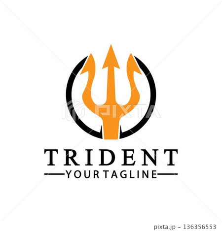 Vintage Trident Spear of Poseidon Neptune God Triton King logo design Vintage Trident Spear of Poseidon Neptune God Triton King logo design 136356553
