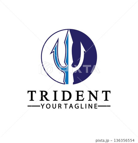 Vintage Trident Spear of Poseidon Neptune God Triton King logo design 136356554