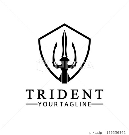 Vintage Trident Spear of Poseidon Neptune God Triton King logo design Vintage Trident Spear of Poseidon Neptune God Triton King logo design 136356561