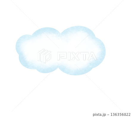 完全手描き ⭐︎水彩水色のふんわり吹き出しフレーム 背景透過 136356822