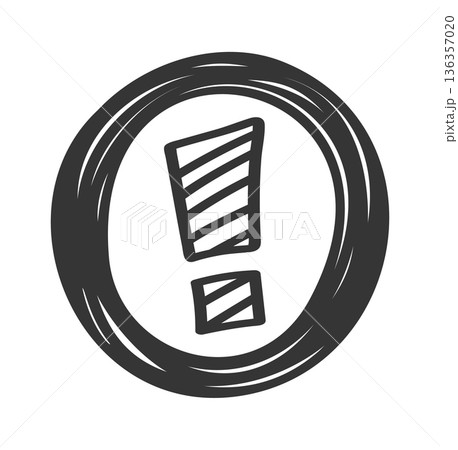 Exclamation mark inside round frame Exclamation mark inside round frame 136357020