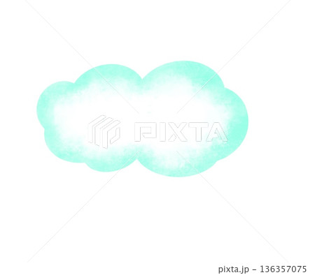 完全手描き ⭐︎水彩ミントグリーンのふんわり吹き出しフレーム 背景透過 136357075