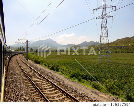 The Trans-Mongolian Train as it Turns a Corner The Trans-Mongolian Train as it Turns a Corner 136357594