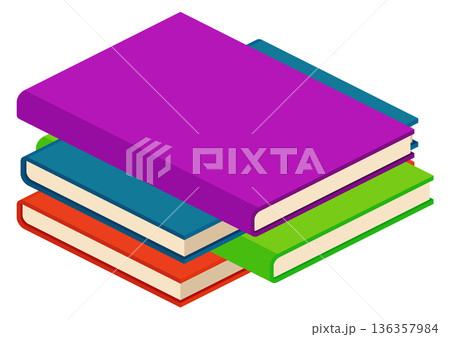 Book stack isometric icon. Library color symbol Book stack isometric icon. Library color symbol 136357984