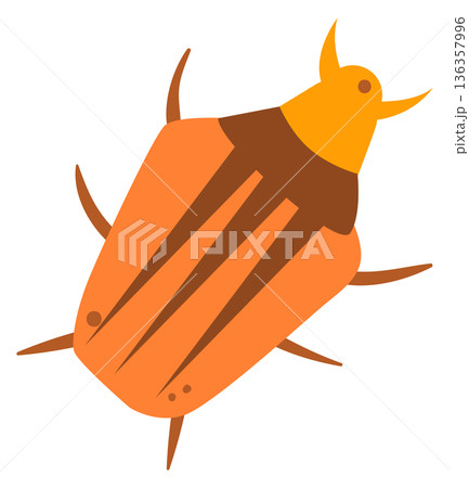 Horned beetle color icon. Wildlife fauna symbol Horned beetle color icon. Wildlife fauna symbol 136357996