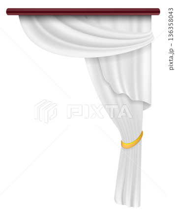 White curtain with realistic fabric. Classic elegant cloth 136358043