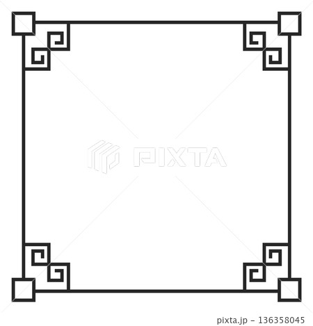 Retro geometric frame. Art deco ornament border Retro geometric frame. Art deco ornament border 136358045