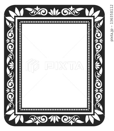 Retro portrait frame. Victorian museum art border 136358112