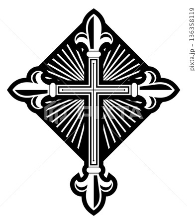 Holy cross black icon. Decorative christ symbol 136358119