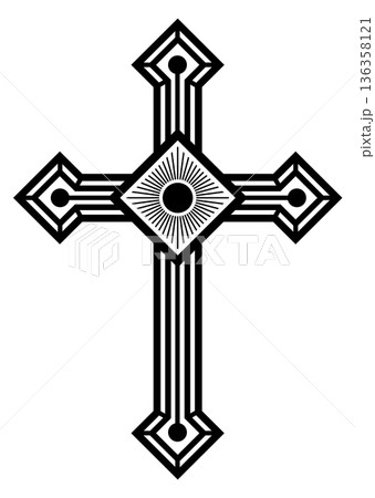 Catholic cross. Holy roman church black icon 136358121