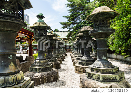 The Spectacular Copper lanterns of Tosho-gu in Ueno Park, Taito, Tokyo, Japan. This shrine enshrines Tokugawa Ieyasu, the first shogun of the Edo shogunate. 136358150