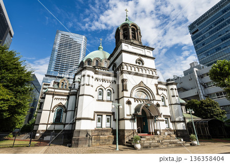 Building view of the Holy Resurrection Cathedral, also known as Nikorai-do. It's the main cathedral of the Japanese Orthodox Church in Chiyoda, Tokyo, Japan. 136358404