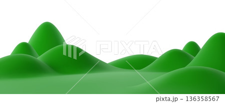 3d green grass hills landscape with soft curves and layered terrain. Vector natural scenery showing meadow field, mountains and rolling slopes. Vector countryside background, summer or spring scene 3d green grass hills landscape with soft curves and layered terrain. Vector natural scenery showing meadow field, mountains and rolling slopes. Vector countryside background, summer or spring scene 136358567