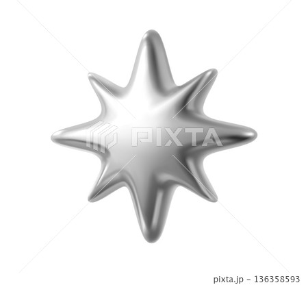Silver 3d star or spark realistic metallic shape. Shiny metal realistic element, chrome metallic balloon or 3d isolated vector form. Silver star or spark render shape, glossy gradient figure Silver 3d star or spark realistic metallic shape. Shiny metal realistic element, chrome metallic balloon or 3d isolated vector form. Silver star or spark render shape, glossy gradient figure 136358593