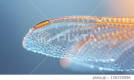 Macro of a dragonfly's wings, beautiful animal, translucent beauty 136358994