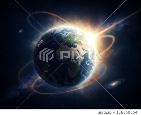 Earth globe in space with glowing atmosphere for Earth Day 136359554