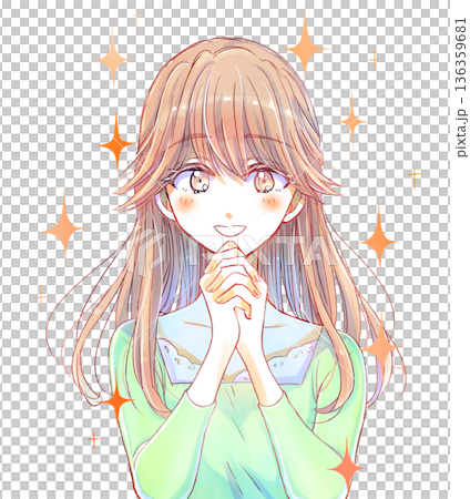 優しい雰囲気の女性　両手を組む　キラキラ 136359681