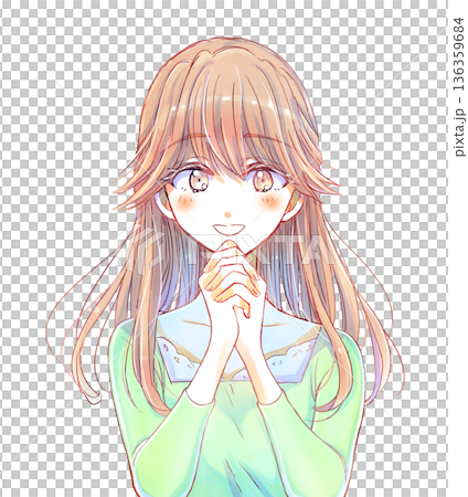 優しい雰囲気の女性 両手を組む 優しい雰囲気の女性 両手を組む 136359684