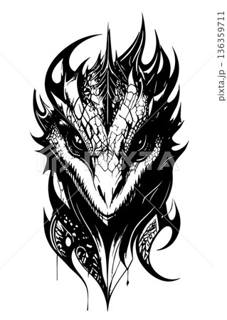 Vector isolated illustration of a reptile tattoo. 136359711