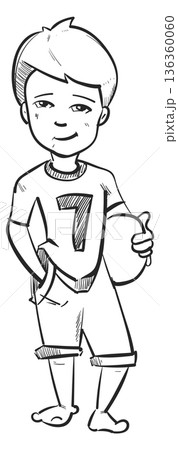 Boy doodle. Hand drawn male kid character Boy doodle. Hand drawn male kid character 136360060