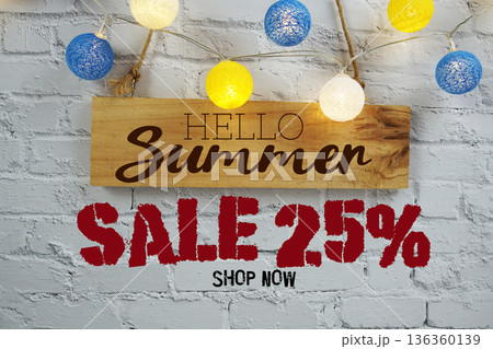 Summer Sale 25% Off Special Offer Promotion Discount Retail Shopping Concept 136360139