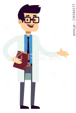 Medical practitioner character. Hospital staff cartoon mascot 136360177