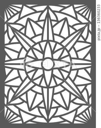 Star design in laser cut style. Decorative craft filigree 136360233
