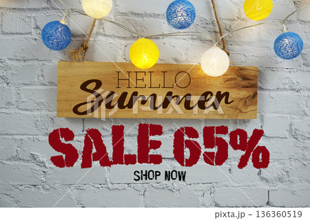 Summer Sale 65% Off Special Offer Promotion Discount Retail Shopping Concept 136360519