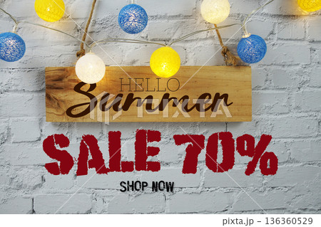 Summer Sale 70% Off Special Offer Promotion Discount Retail Shopping Concept Summer Sale 70% Off Special Offer Promotion Discount Retail Shopping Concept 136360529