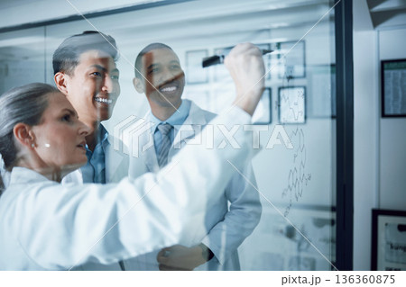 Teamwork, science and writing with people in laboratory for medical, research and planning. Pharmacy, healthcare and medicine with scientist and brainstorming for chemistry, solution and vaccine Teamwork, science and writing with people in laboratory for medical, research and planning. Pharmacy, healthcare and medicine with scientist and brainstorming for chemistry, solution and vaccine 136360875