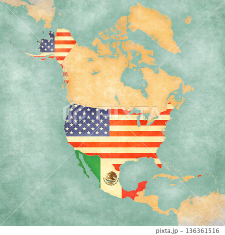 Map of North America - USA and Mexico 136361516