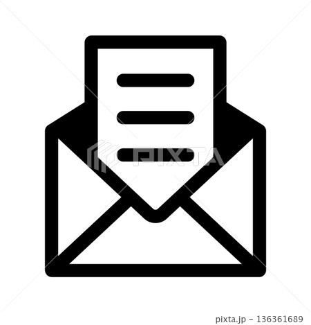 通知・お知らせを表すメールのシルエットアイコン 136361689