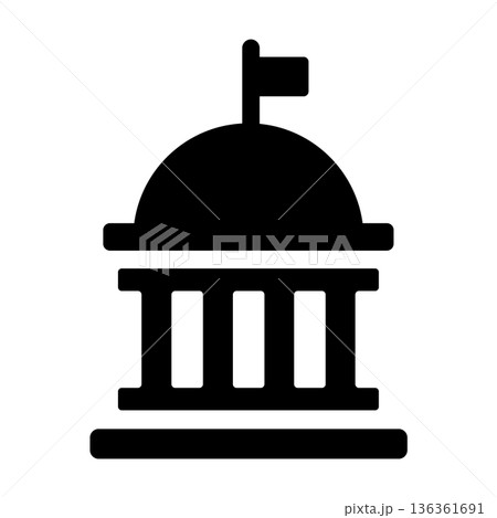 シンプルな銀行のシルエットアイコン シンプルな銀行のシルエットアイコン 136361691