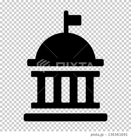 シンプルな銀行のシルエットアイコン シンプルな銀行のシルエットアイコン 136361691