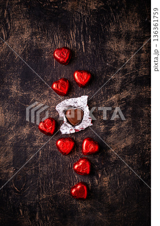 Valentine's Day chocolate in shap of heart Valentine's Day chocolate in shap of heart 136361759