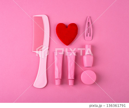 Valentine self love concept with wellnes spa products 136361791