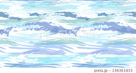 Blue abstract seamless pattern. Watercolor texture background. Water blue landscape. Minimalist background with different colored paint streaks. Monochrome decorative design element 136361833
