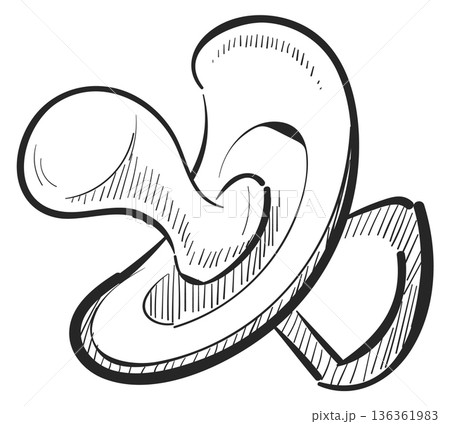 Pacifier doodle. Hand drawn rubber nipple icon 136361983