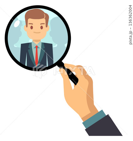 Hr hunting color icon. Recruiter employee research Hr hunting color icon. Recruiter employee research 136362004