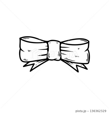 Illustration of bow knot in engraving style. Design element for poster, card, banner, sign. Vector illustration 136362329