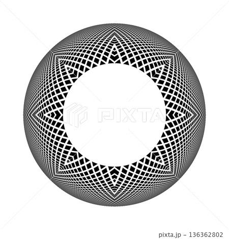 Abstract 3D Geometric Symmetrical Radial Pattern for Circle Frame. 136362802