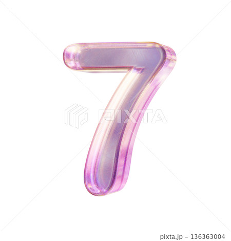 Purple pink iridescent glass font Number 7 SEVEN 3D Purple pink iridescent glass font Number 7 SEVEN 3D 136363004