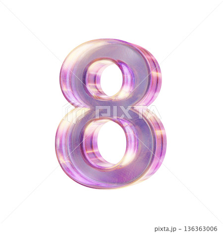Purple pink iridescent glass font Number 8 EIGHT 3D Purple pink iridescent glass font Number 8 EIGHT 3D 136363006