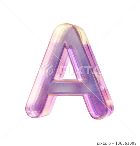 Purple pink iridescent glass font Letter A 3D Purple pink iridescent glass font Letter A 3D 136363008