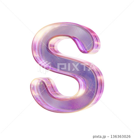 Purple pink iridescent glass font Letter S 3D 136363026
