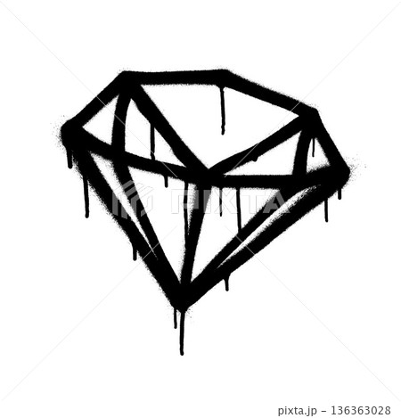 Abstract diamond graffiti with dripping spray paint on white background. 136363028