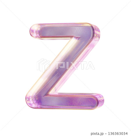 Purple pink iridescent glass font Letter Z 3D Purple pink iridescent glass font Letter Z 3D 136363034